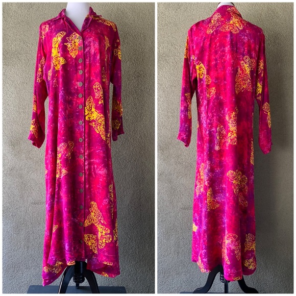 “Kimberley’s Travels” Hot Pink and Purple Butterfly Batik Dress size 2X - Picture 3 of 12